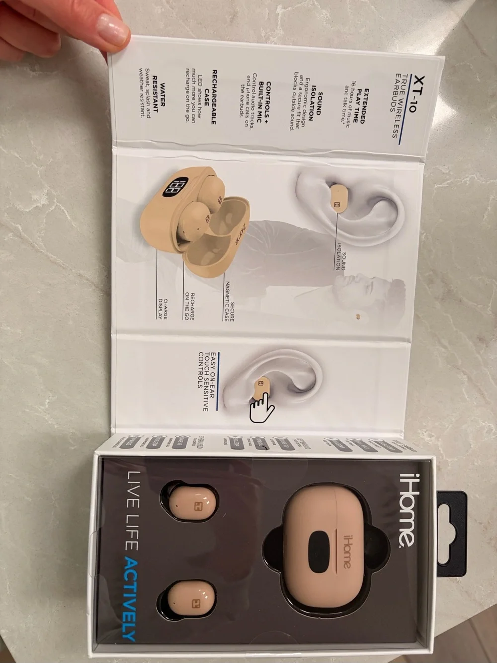 iHome XT-10 True Wireless Earbuds - Beige